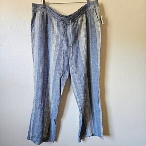 Old Navy Linen Pants Size XXL Brand New Blue White Women